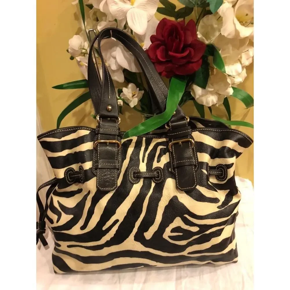 Dooney and Bourke ZEBRA CHIARA DRAWSTRING TOTE BAG PURSE (500